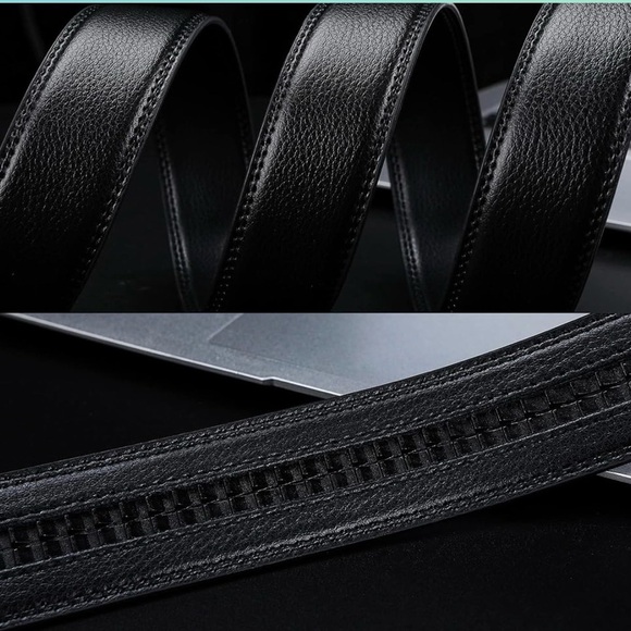 2/$30 Men’s Black Casual Ratchet No Holes Genuine Leather Belt Cut to Size - Picture 11 of 16